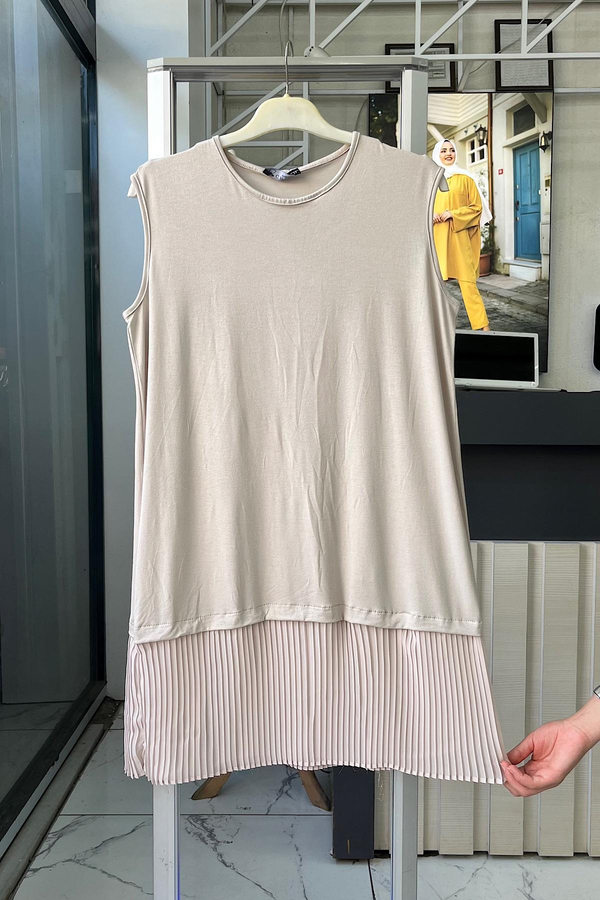 Altı Pileli İçlik BejDubaiShowroomÜST GİYİM01962-BJ