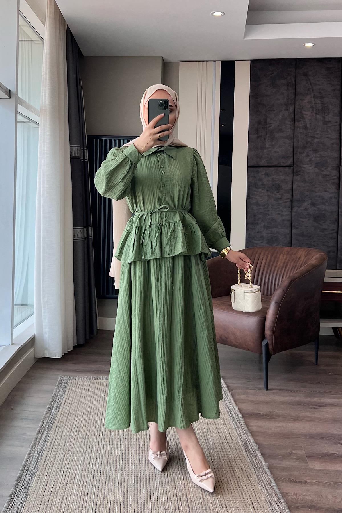 Begonya etekli Takım YeşilDubaiShowroomTAKIM09878