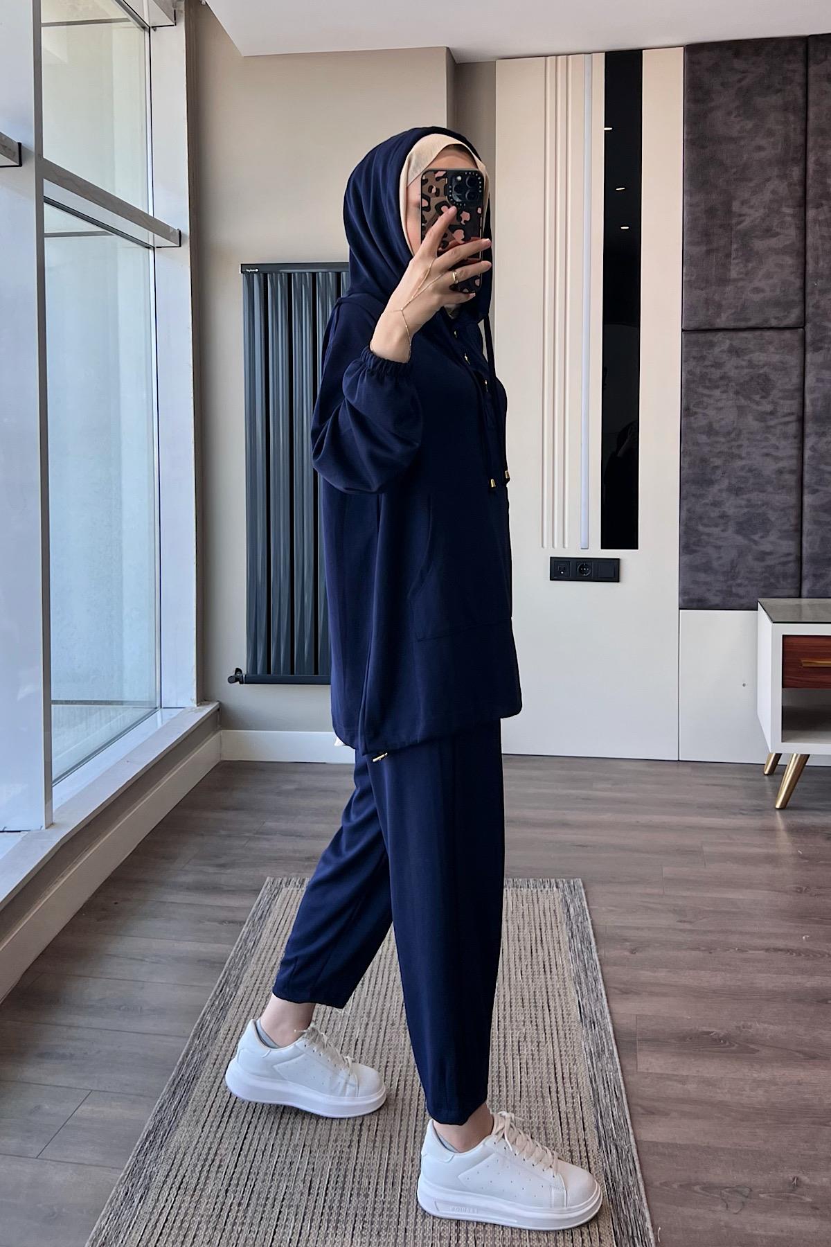 Kapşonlu Oysho Takım Lacivert DubaiShowroomTAKIM19143