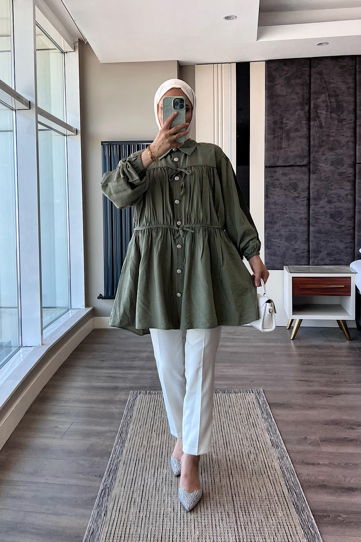 Modal Tunik YeşilDubaiShowroomÜST GİYİM02410-YŞL