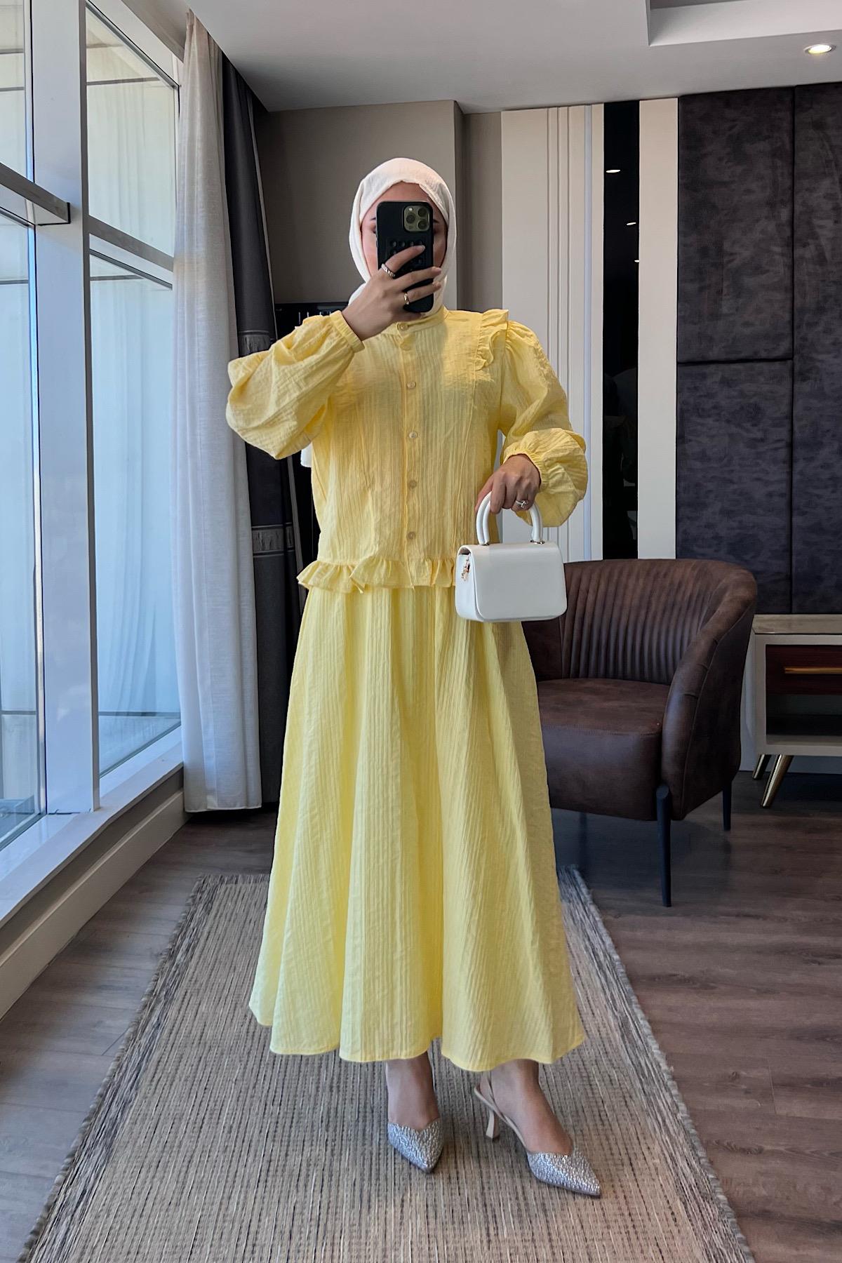 Begonya etekli Takım SarıDubaiShowroomTAKIM09878