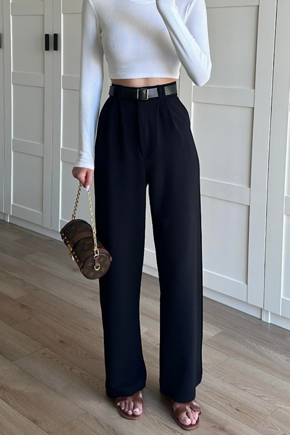 Kemerli Plazzo Pantolon SiyahDubaiShowroomALT GİYİM38622