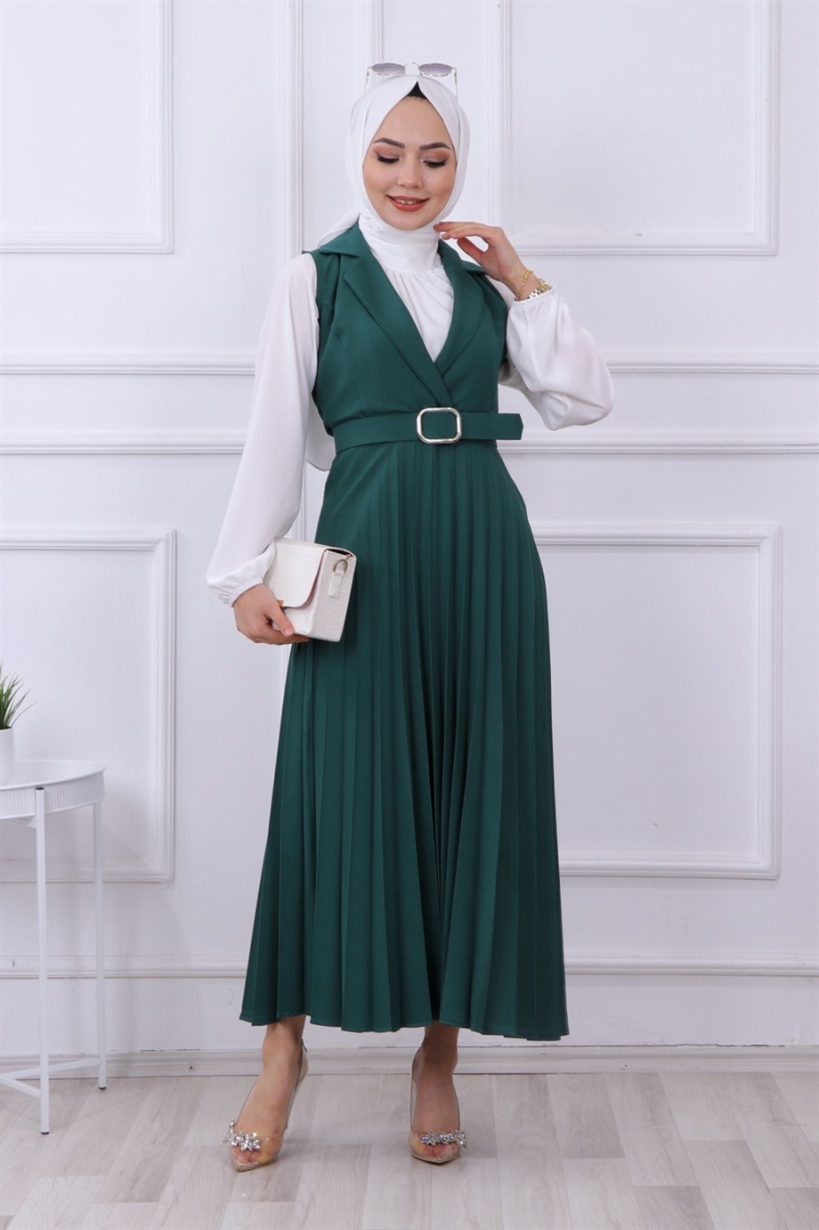 ALTI PLİSELİ JİLE YEŞİL