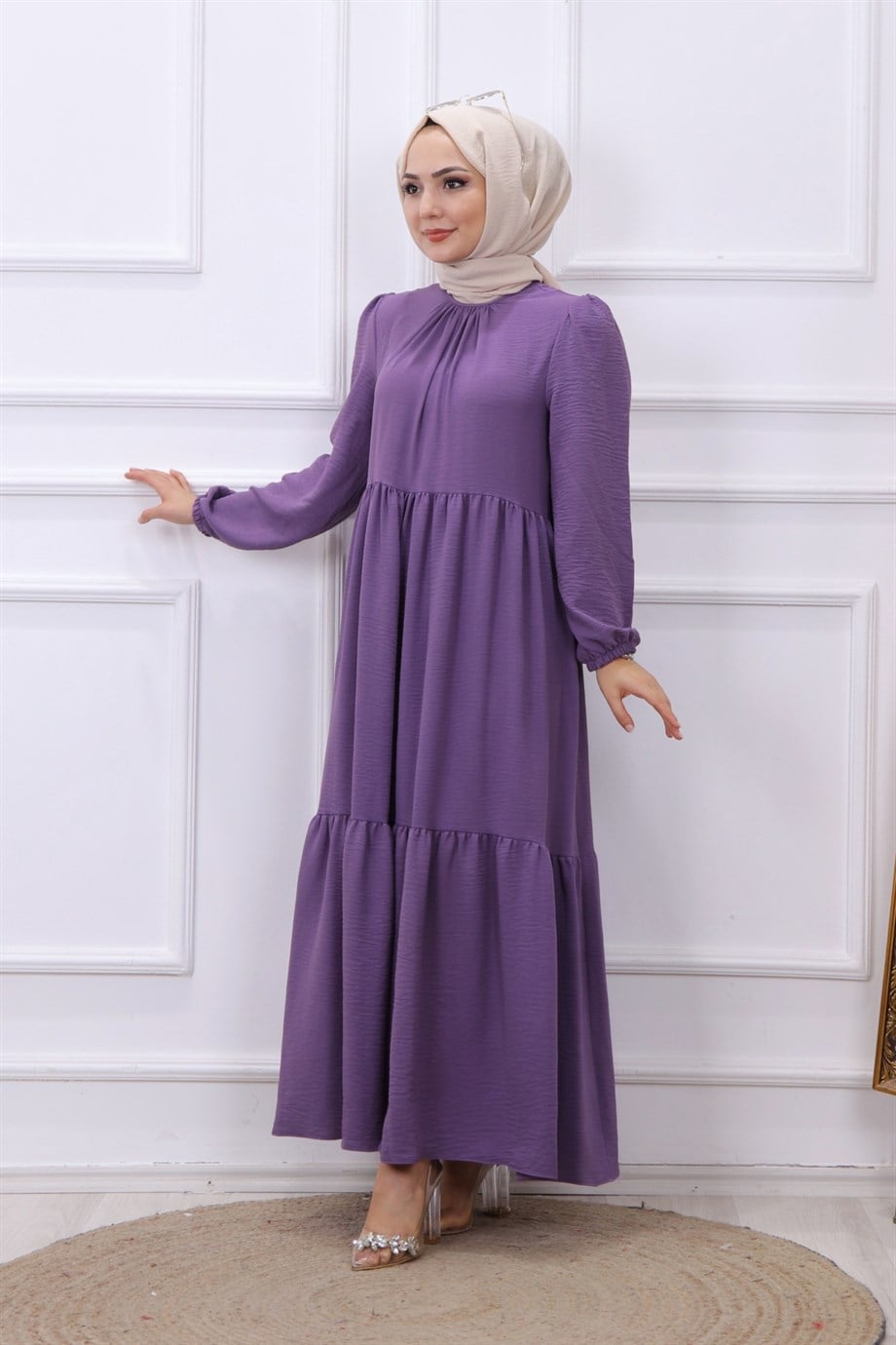 AYROBİN ELBİSE MOR