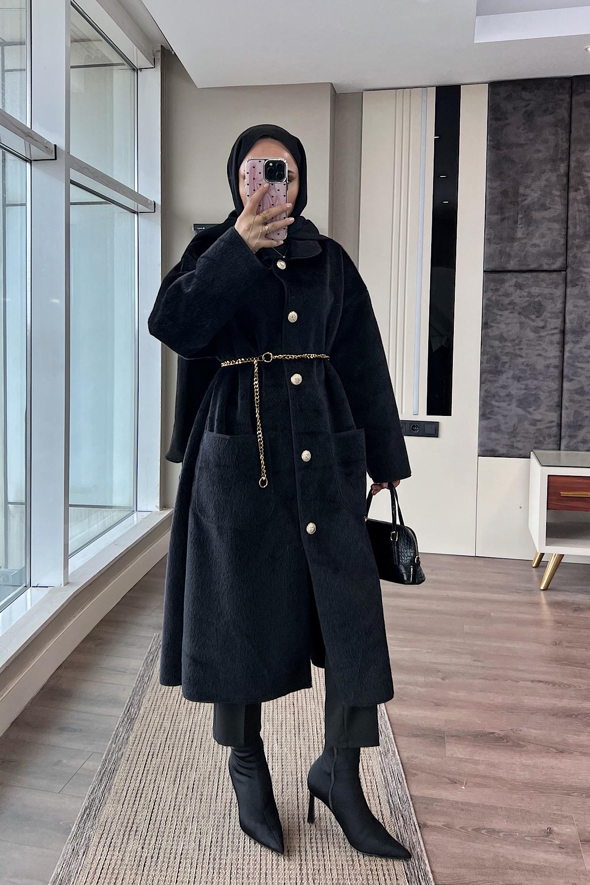 Bebe Yaka Fox Kumaş Kap SiyahDubaiShowroomDIŞ GİYİM70029