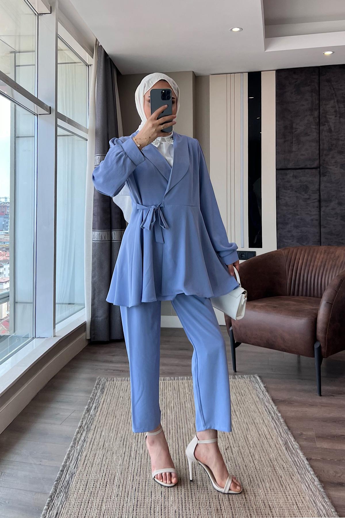 Bağlamalı Takım Bebe mavisi