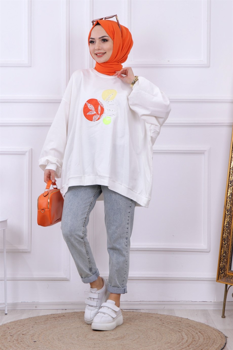 BALON KOL OVERSİZE SWEAT BEYAZ
