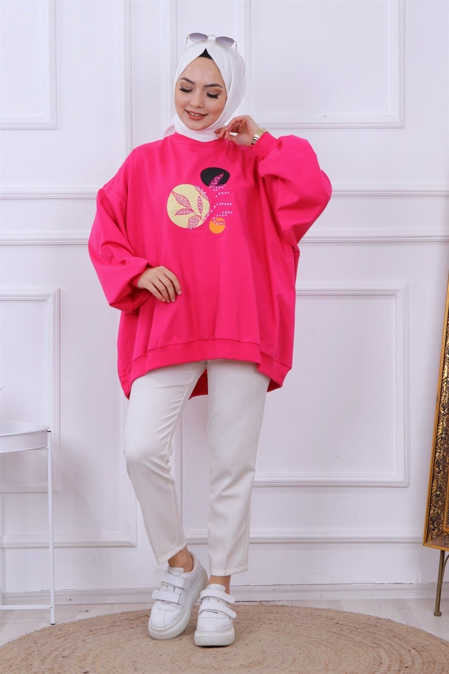 BALON KOL OVERSİZE SWEAT FUŞYA