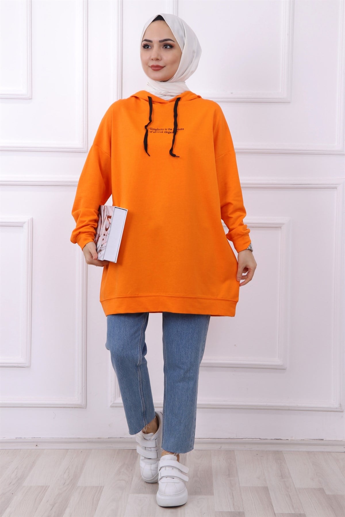 BASKILI SWEAT TURUNCU