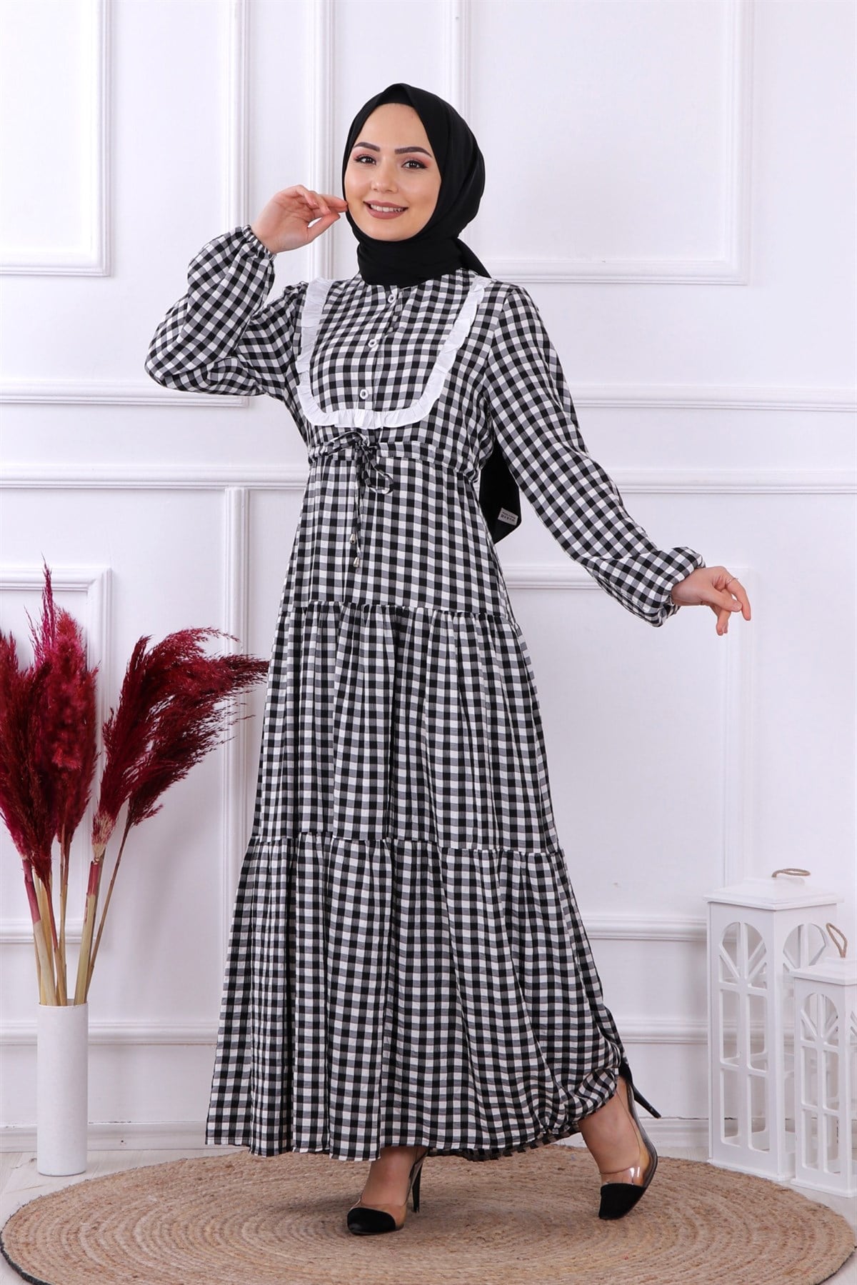 belden bağcıklı elbise siyah