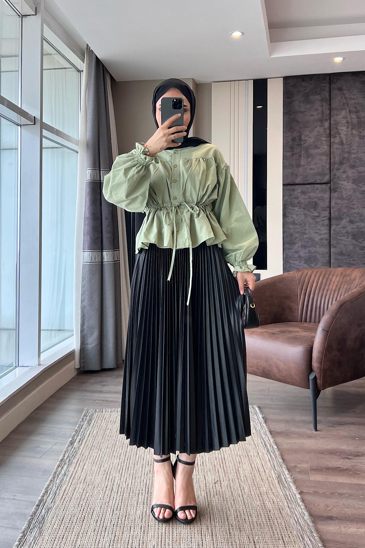 Beli Bağcıklı Gömlek Yeşil