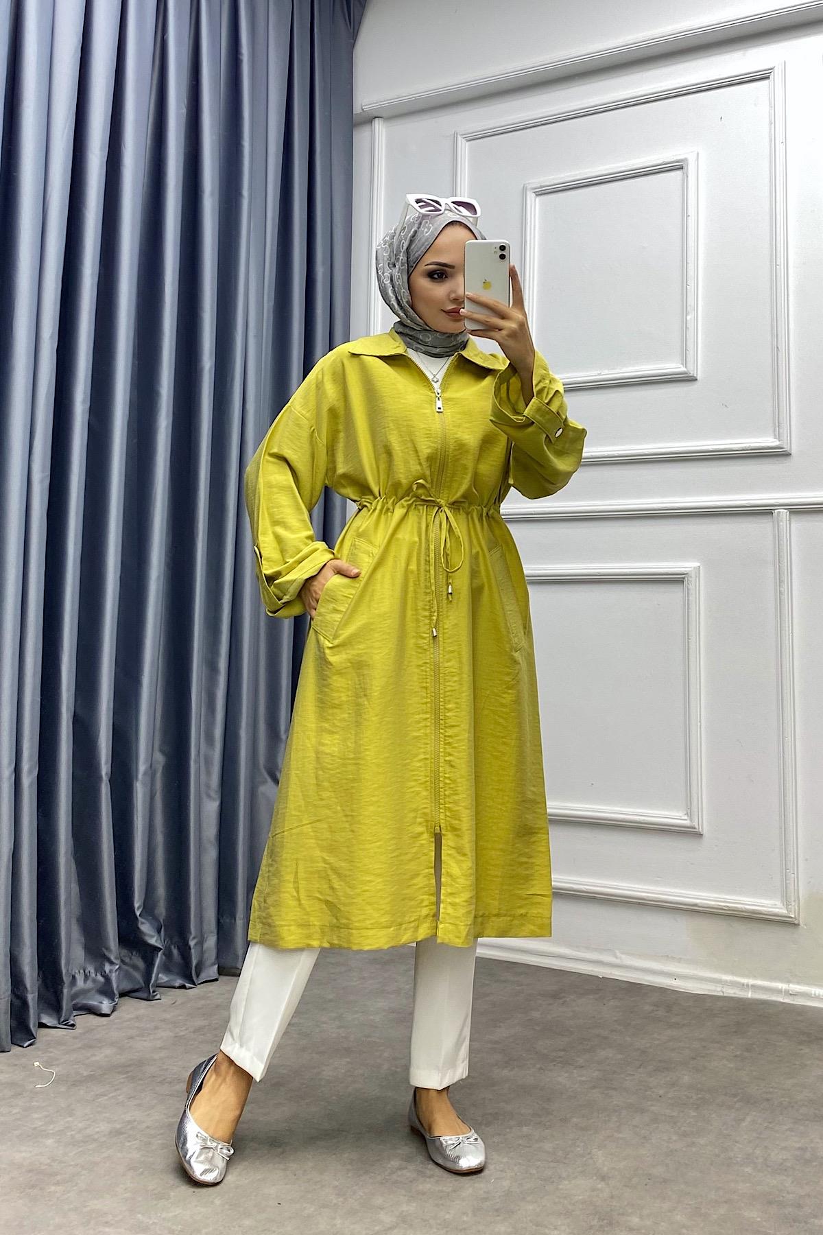 Beli Tünelli Fermuarlı kap Yağ Yeşili 