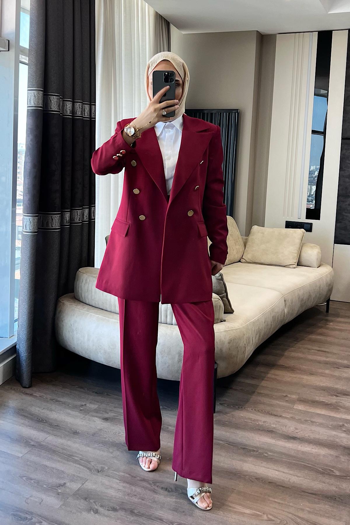 Ceketli takım Bordo 
