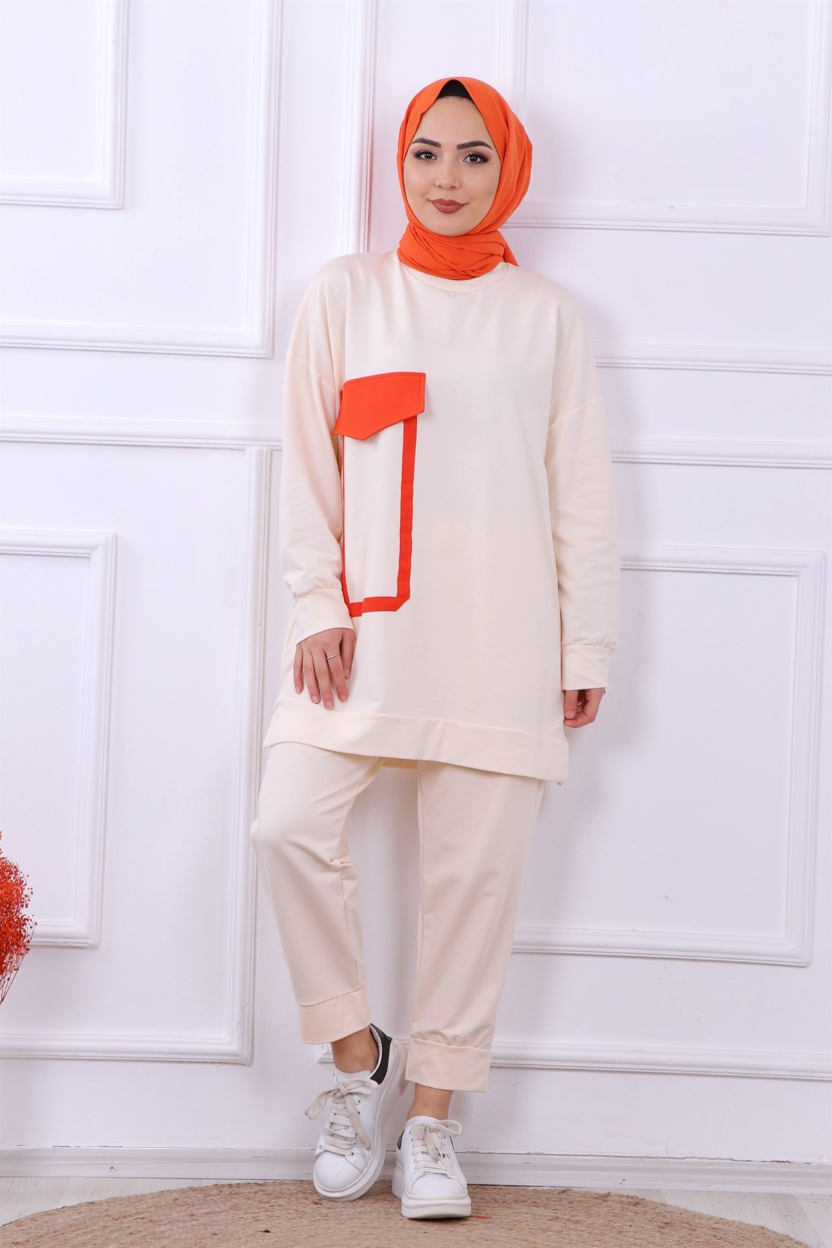 Cep detaylı sweat krem