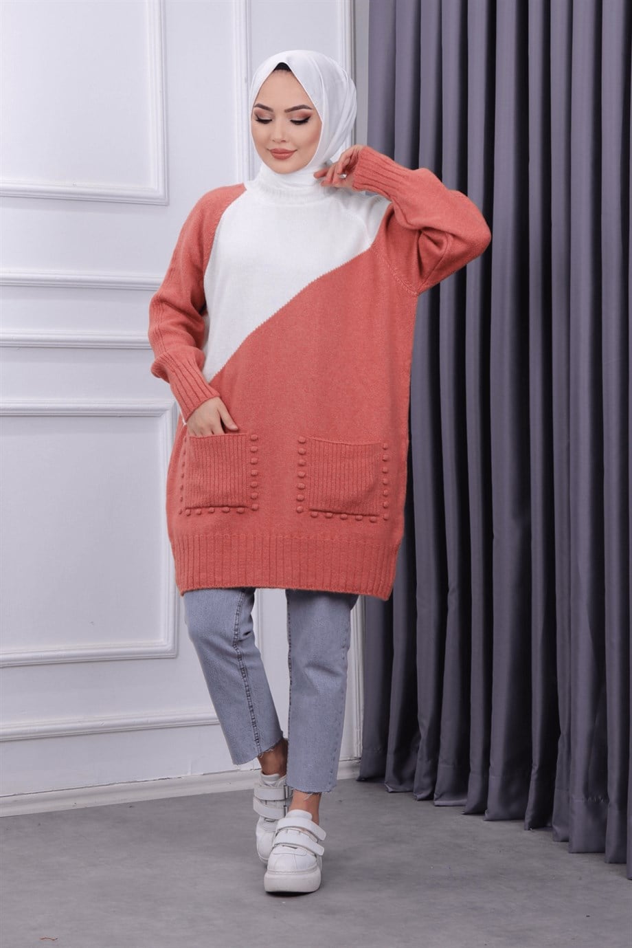 Cepleri ponponlu tunik 