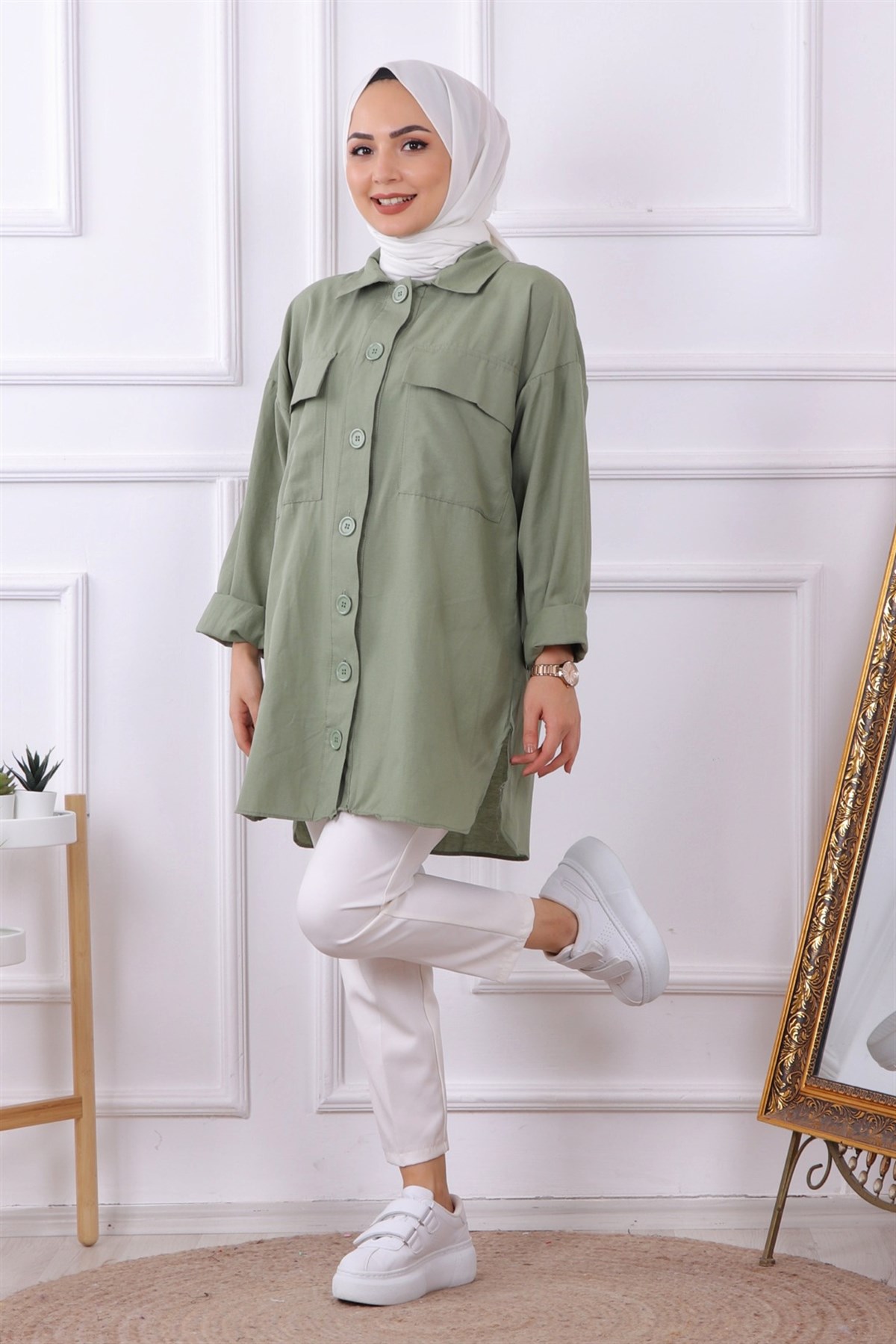 CEPLİ KAPAKLI TUNİK YEŞİL