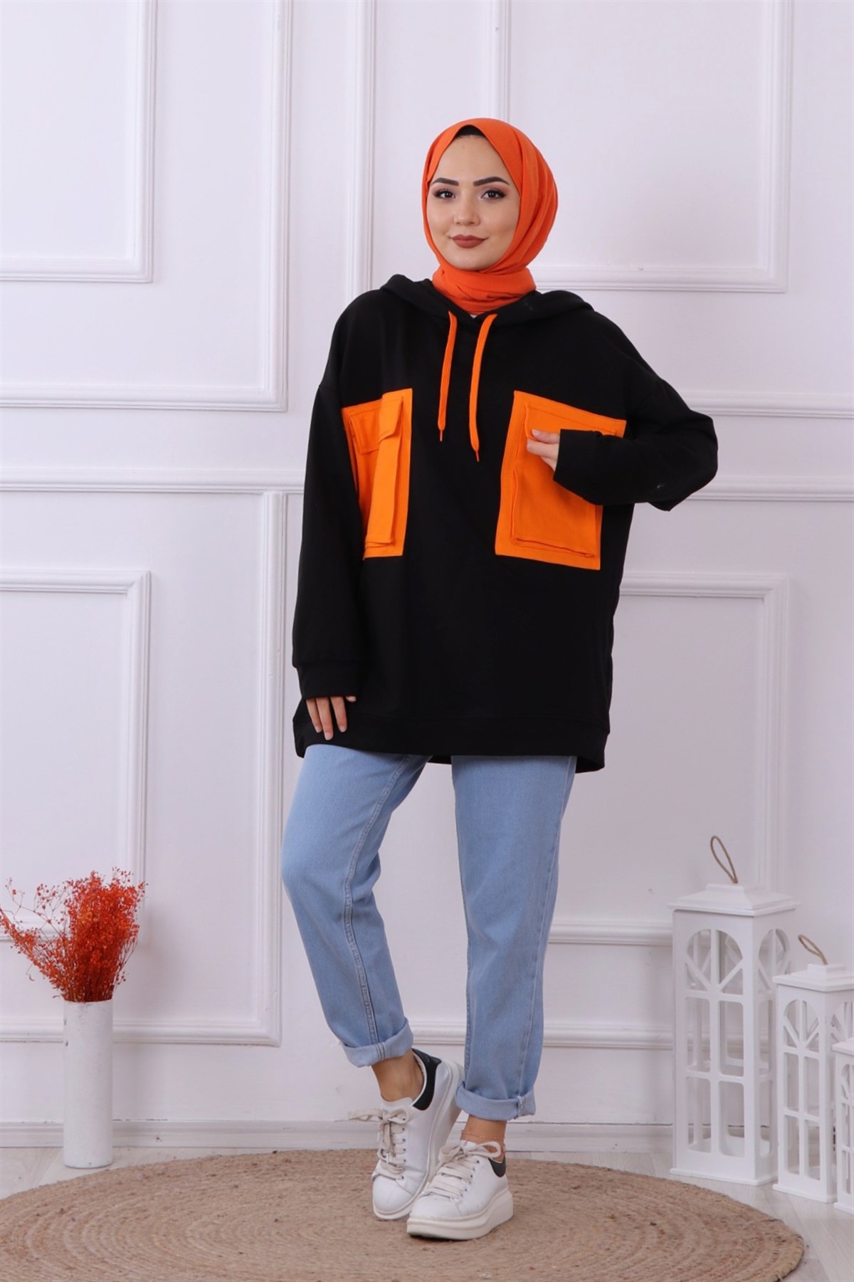 ÇİFT CEPLİ GAENİLİ SWEAT SİYAH