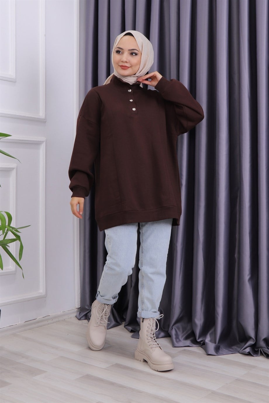ÇITÇIT DETAY SWEAT ACI KAHVE