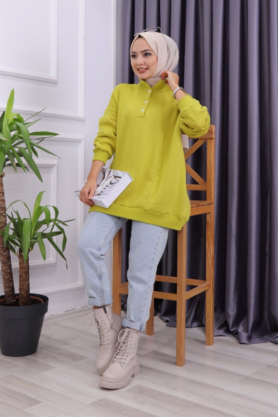 ÇITÇIT DETAY SWEAT YAĞ YEŞİLİ