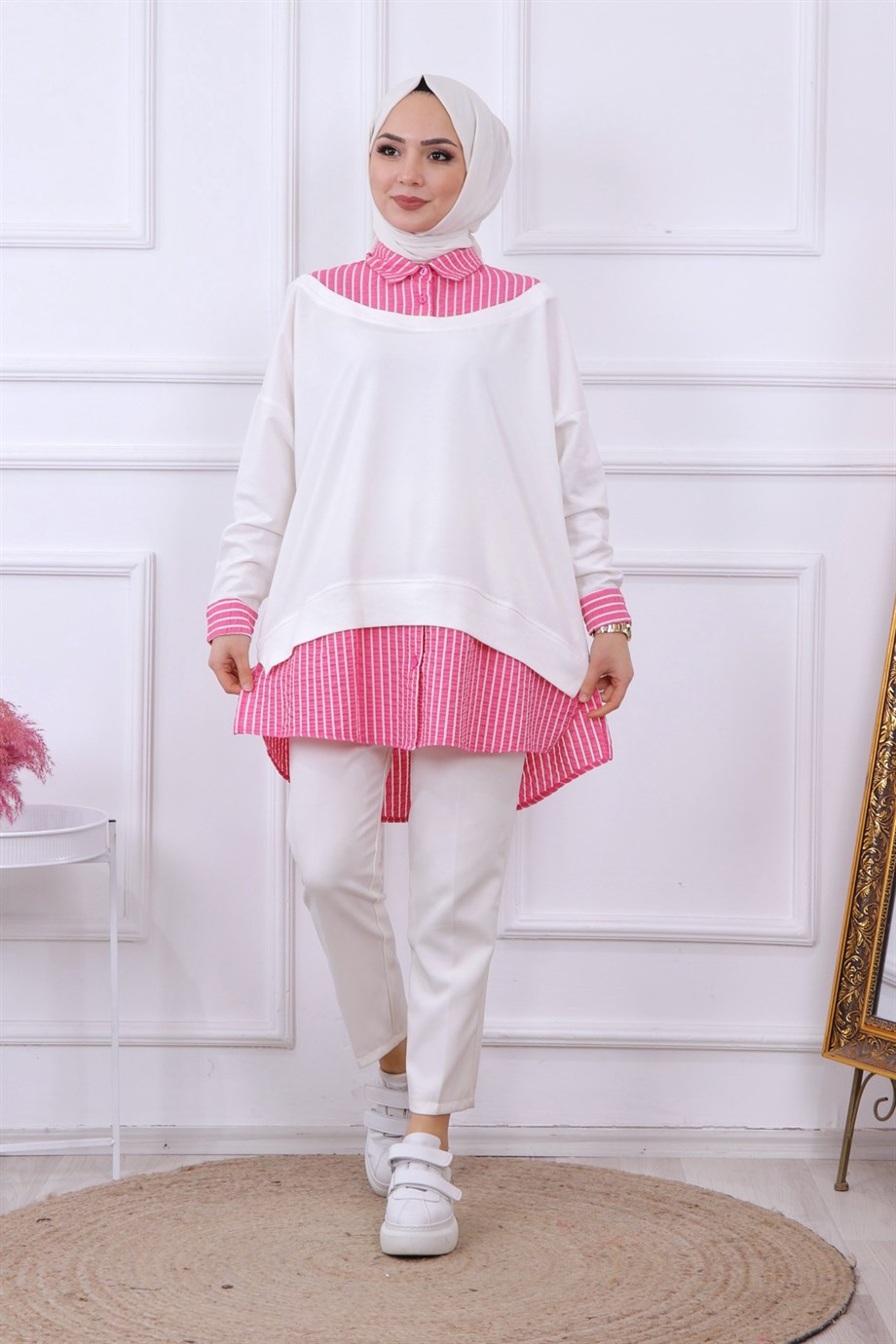 ÇİZGİ DETAYLI SWEAT BEYAZ