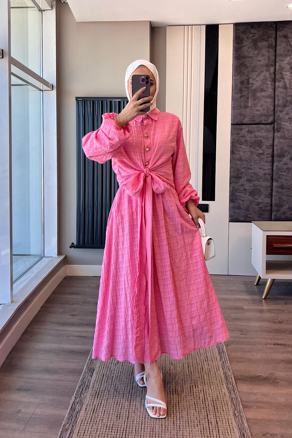 Gold Düğme Detaylı İkili Takım PembeDubaiShowroomTAKIM07557