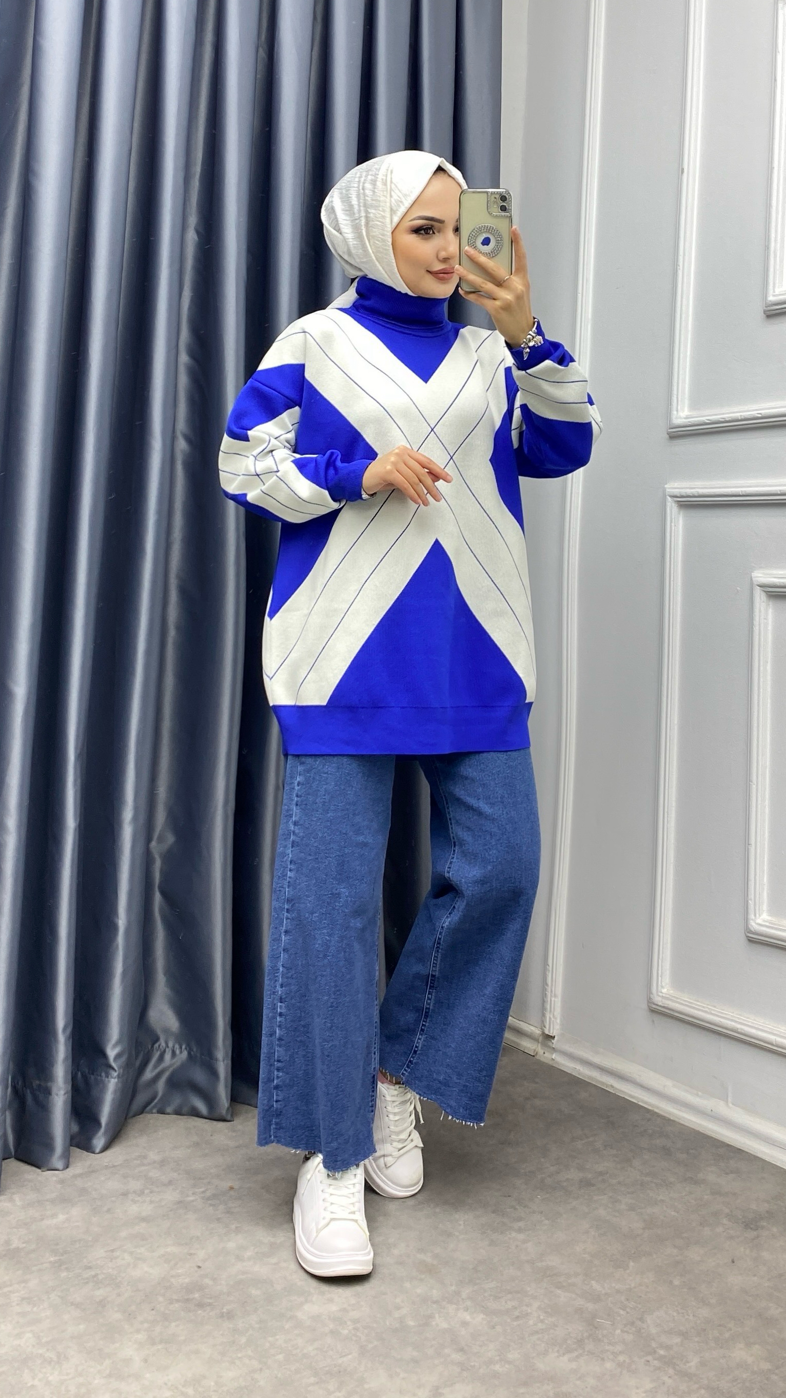 Degaje Yaka Tunik Mavi