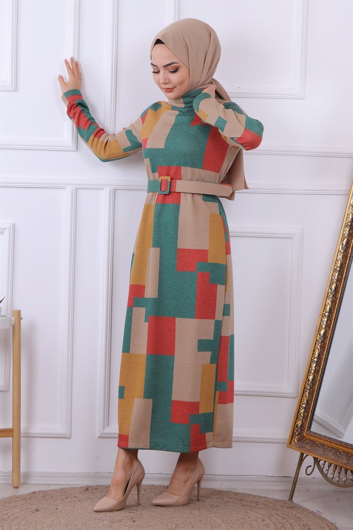 DESENLİ KALEM ELBİSE