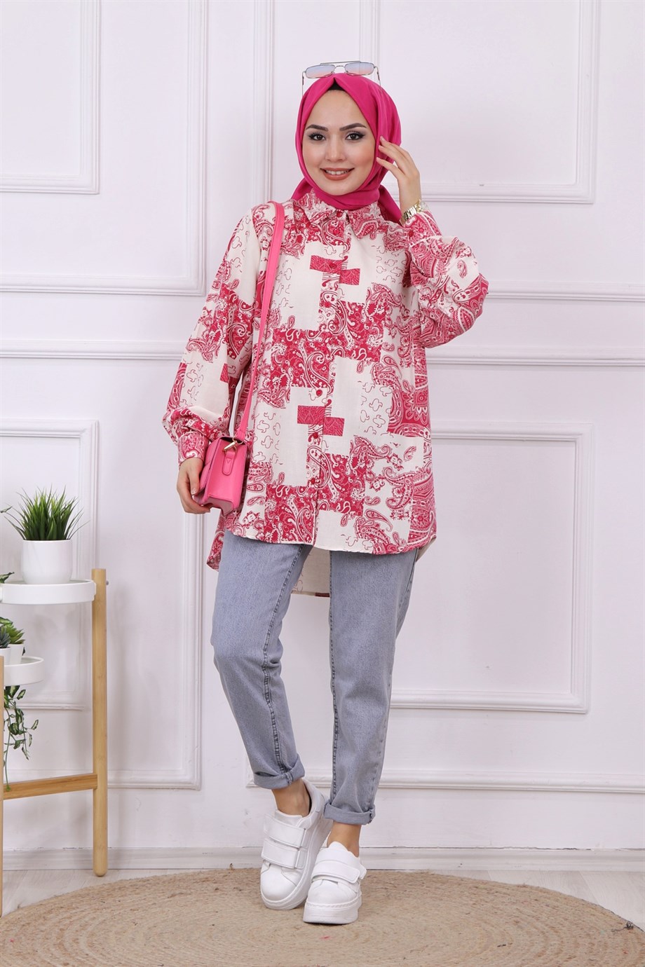 DESENLİ TUNİK PEMBE