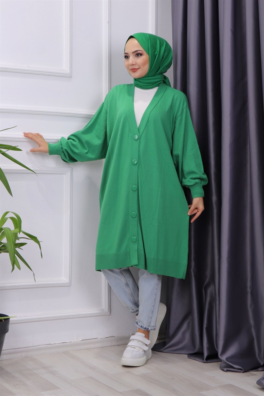 DÜĞMELİ HIRKA YEŞİL