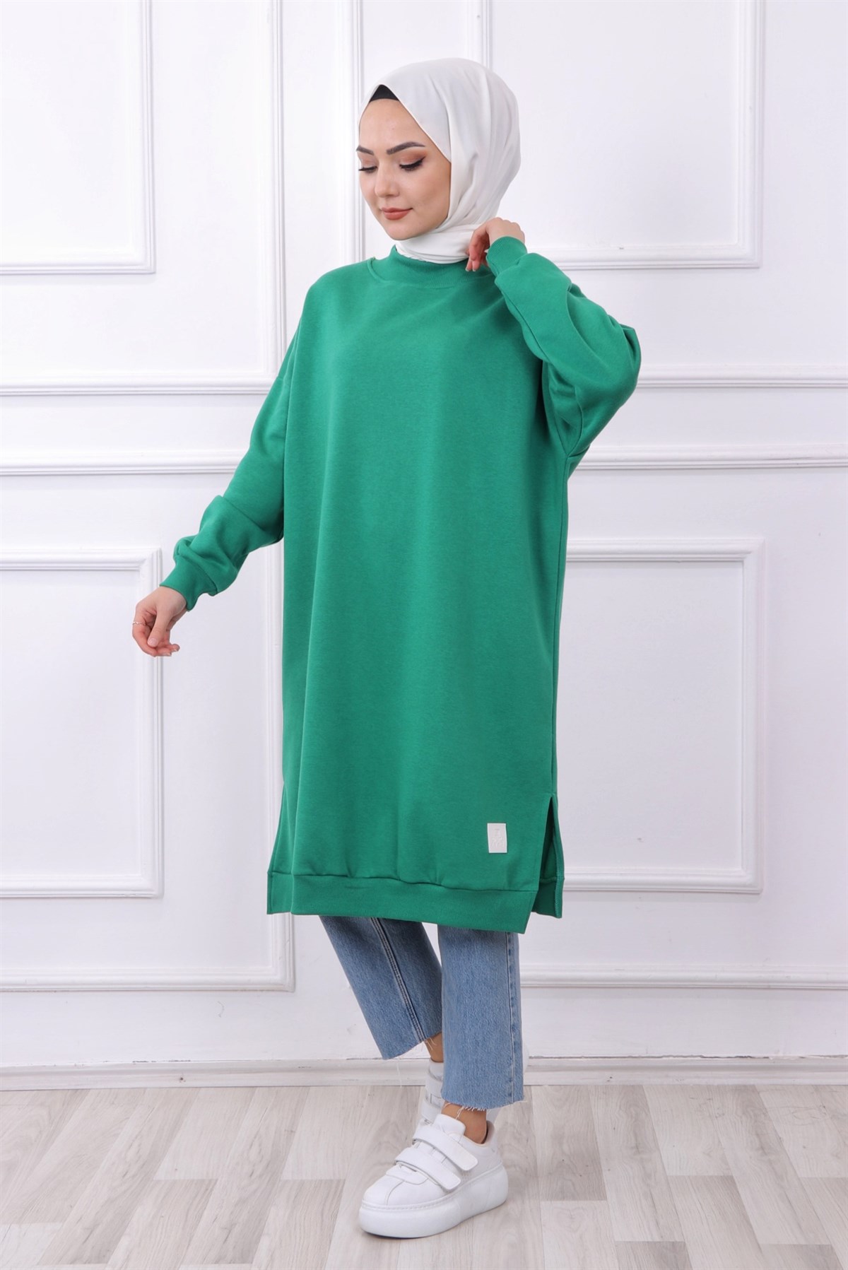 DÜZ BASIC ÜÇ İPLİK TUNİK YEŞİL