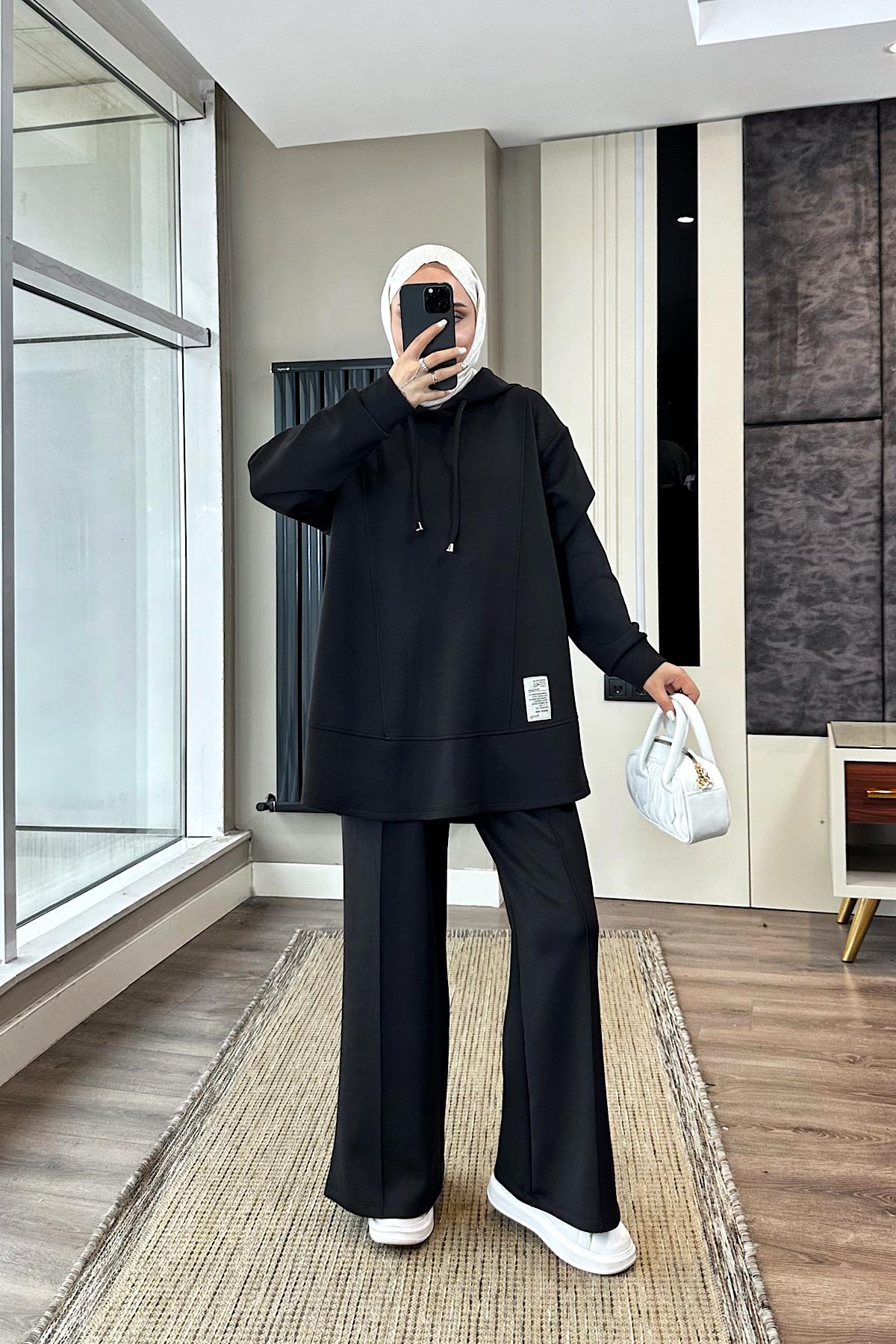 Kapüşonlu Takım SiyahDubaiShowroomTAKIM43003-SYH