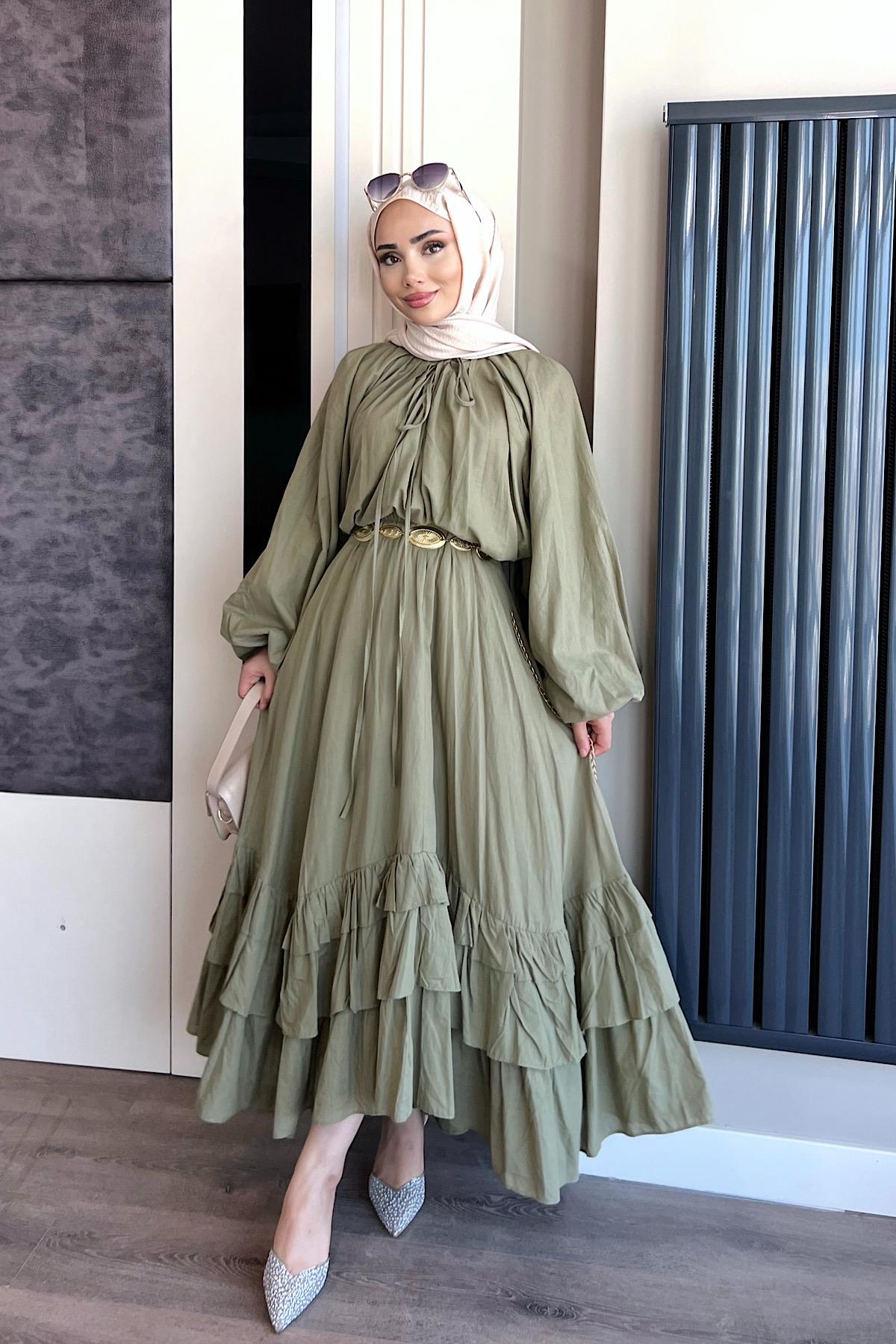 Balon Kol Fırfırlı İkili Takım Yeşil DubaiShowroomTAKIM002329-YŞL
