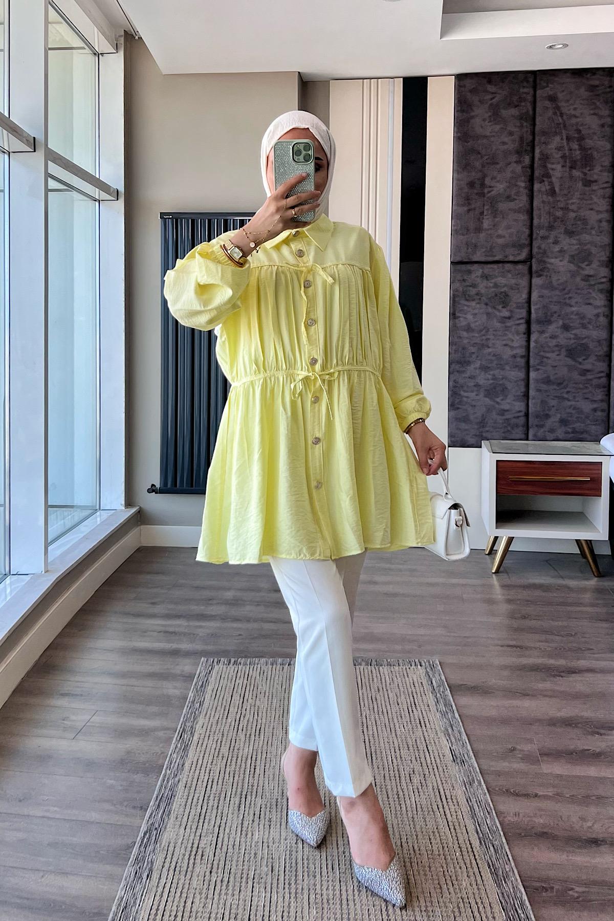 Modal Tunik SarıDubaiShowroomÜST GİYİM02410-SR