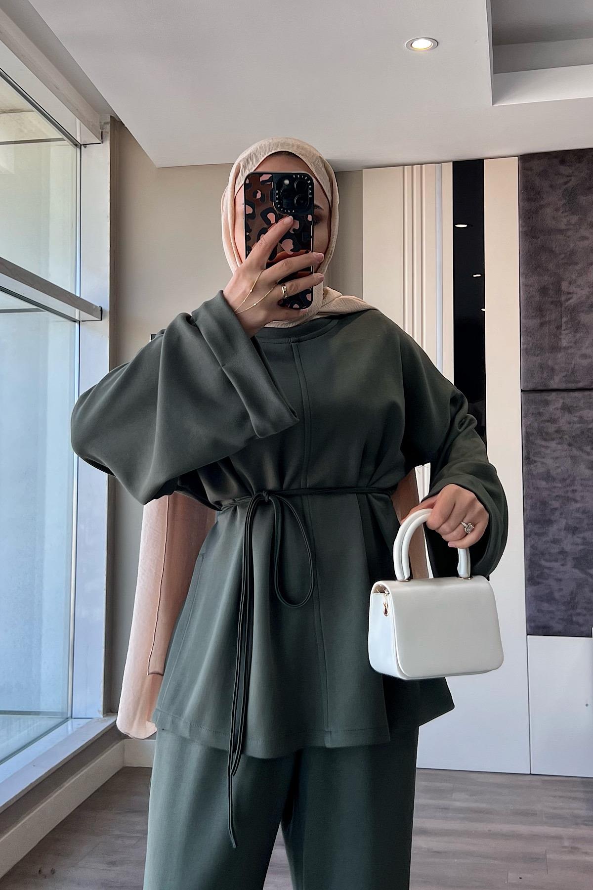 Kolu Katlamalı Oysho takım YeşilDubaiShowroomTAKIM05665
