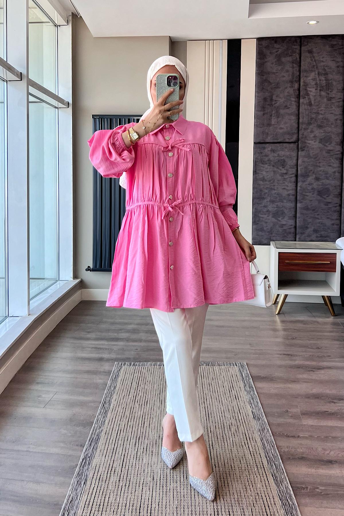 Modal Tunik PembeDubaiShowroomÜST GİYİM02410-PMB