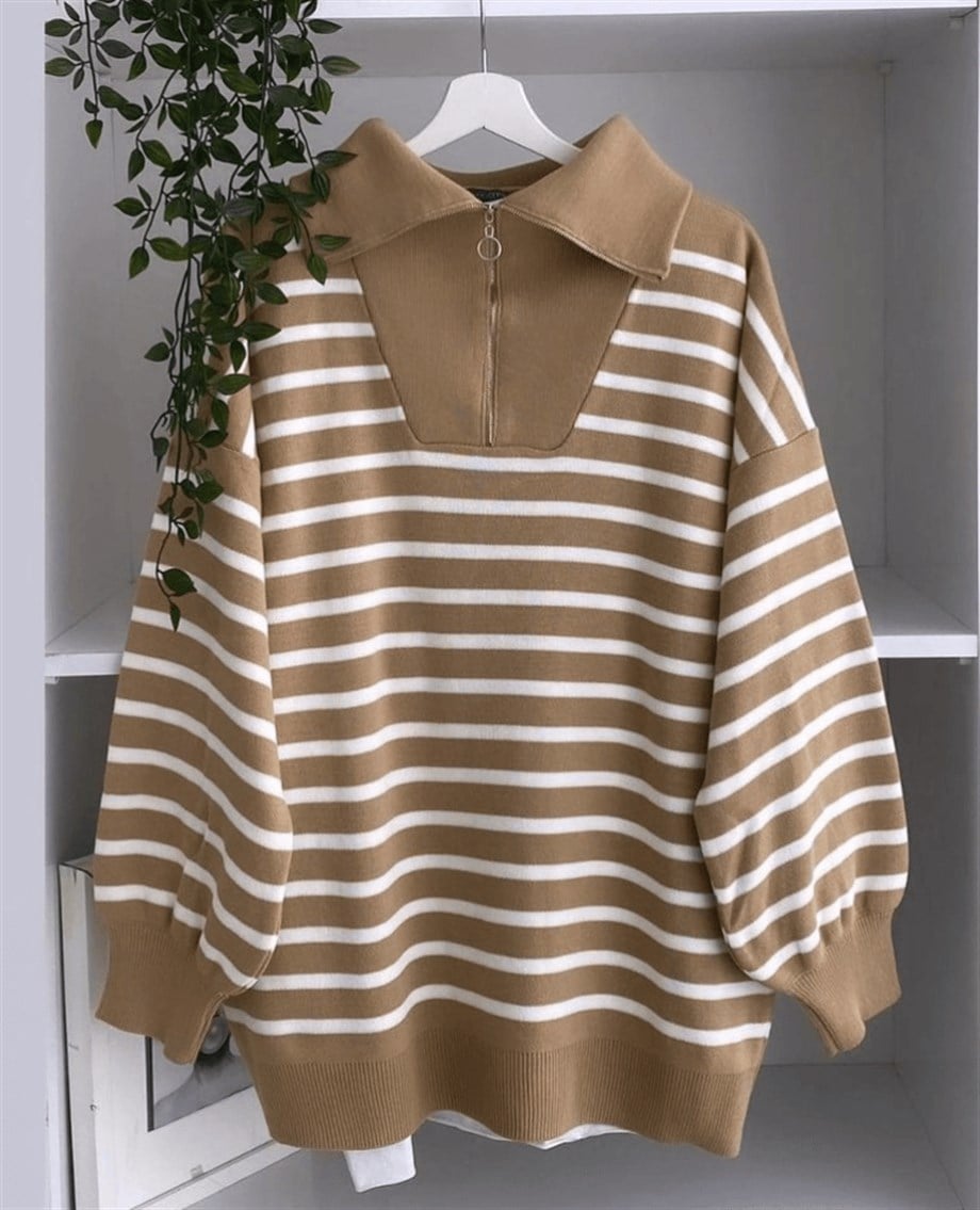 Fermuar yaka tunik 