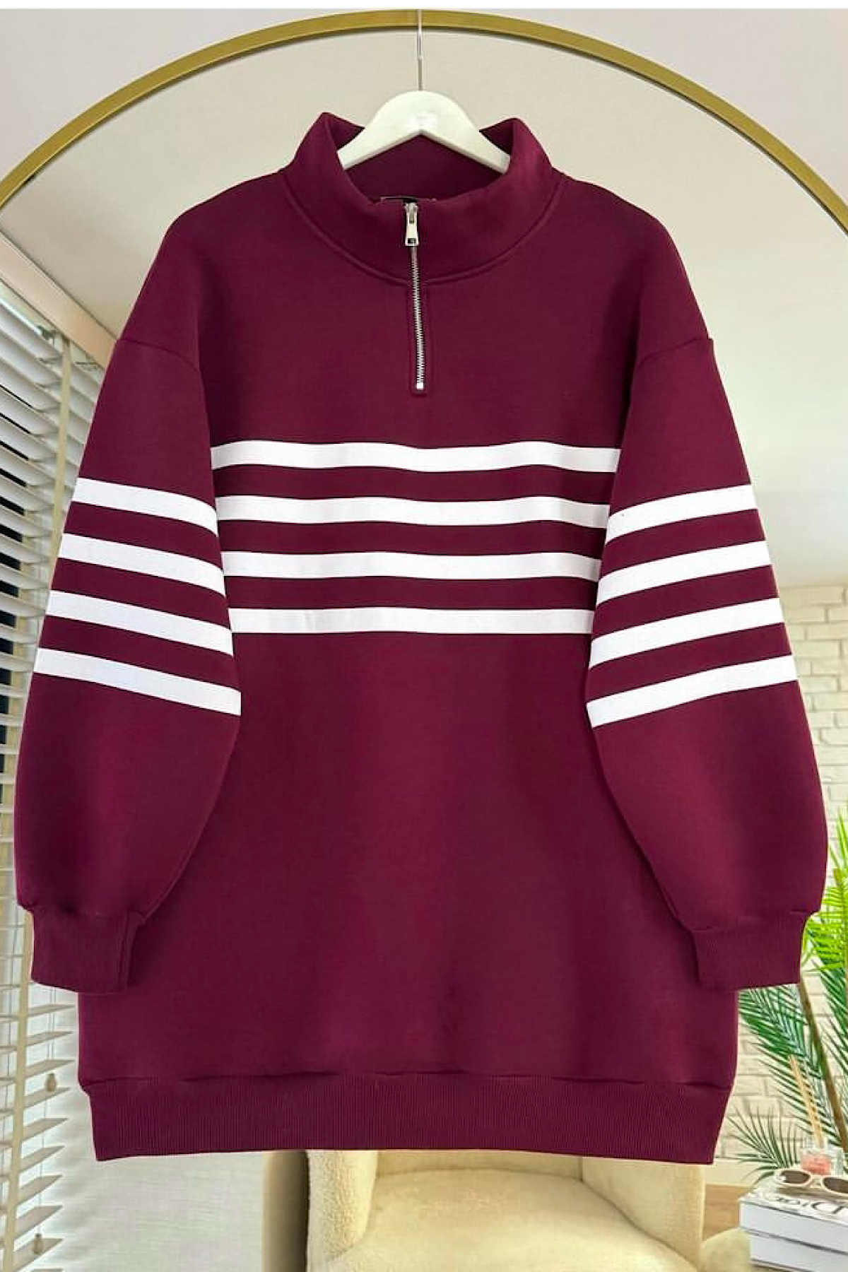Fermuarlı  sweat bordo 