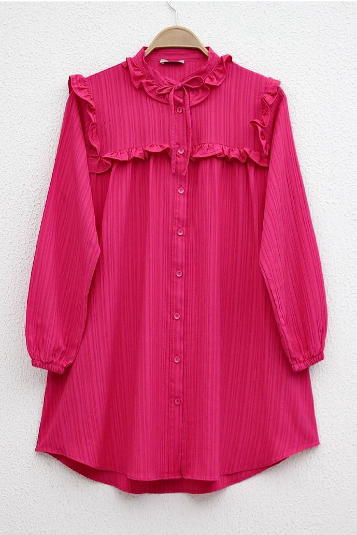 Fırfır Detaylı tunik Pembe
