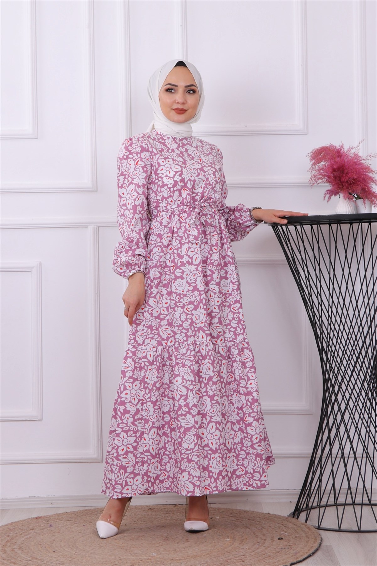 GÜL DESENLİ ELBİSE GÜL KURUSU