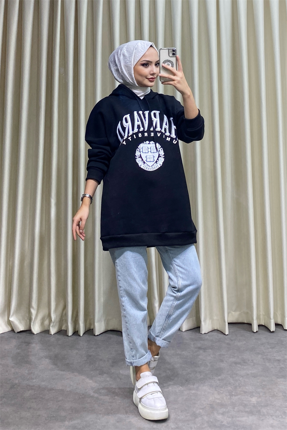 Hardward yazılı üç iplik sweat siyah