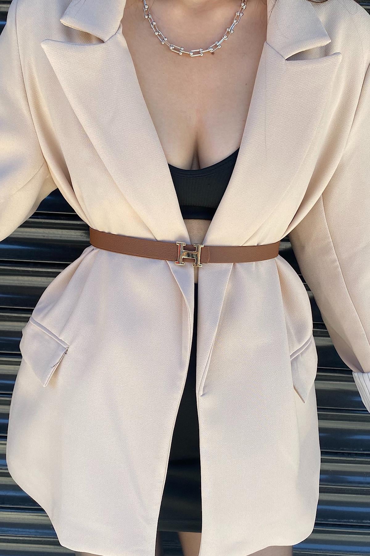 Hermes Deri kemer Kahverengi