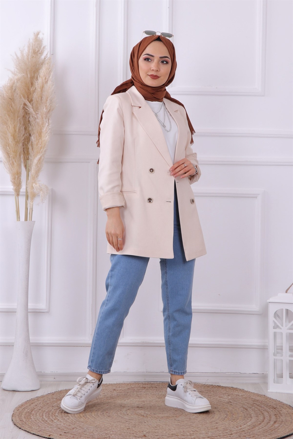 hyl 4 düğmeli ceket krem