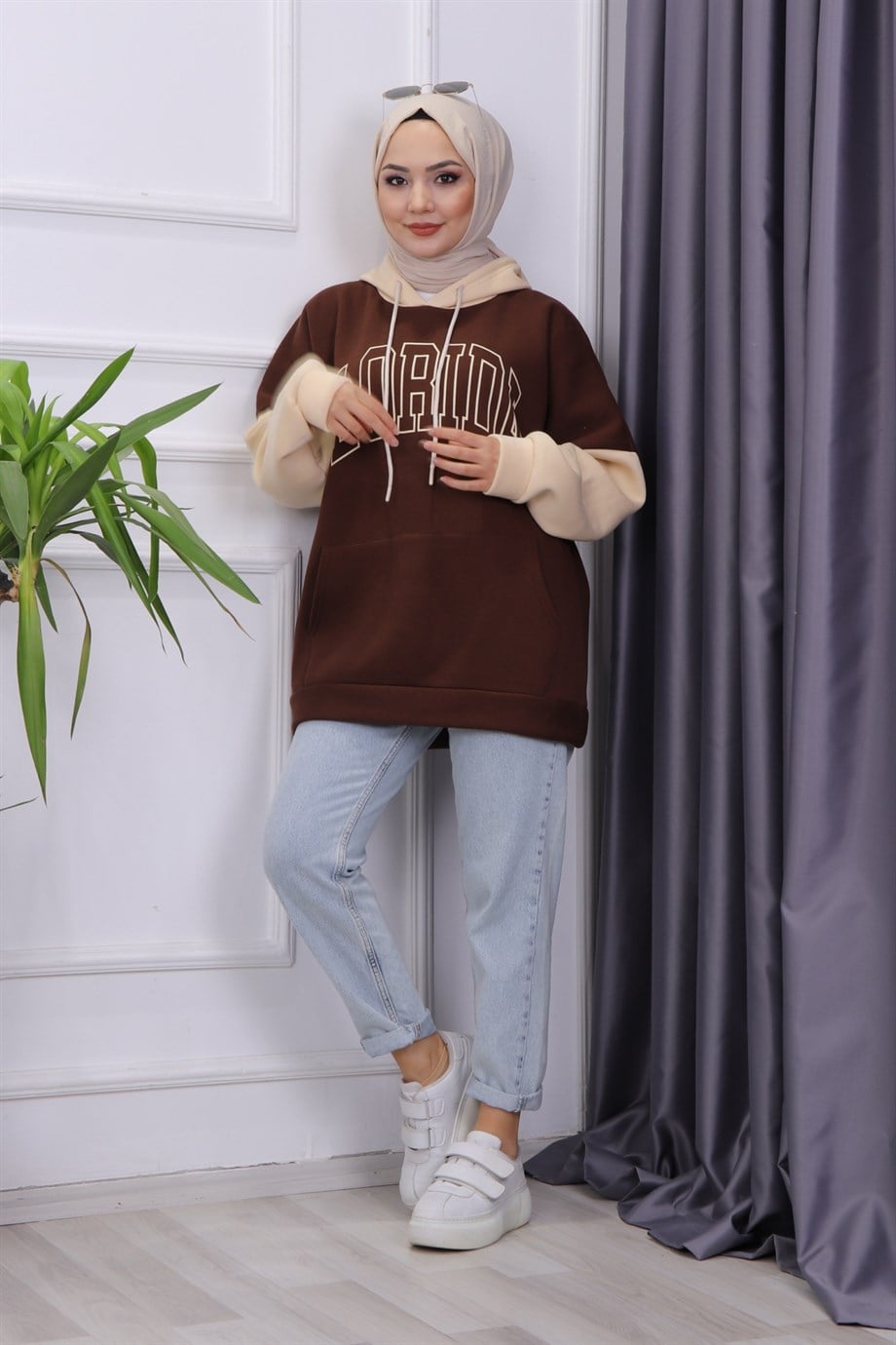 İÇİ ŞARDONLU FLORİDA SWEAT KAHVE