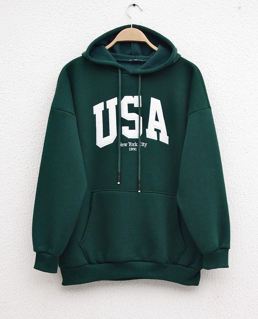 İçi şardonlu Gap Yazılı Sweat Yeşil