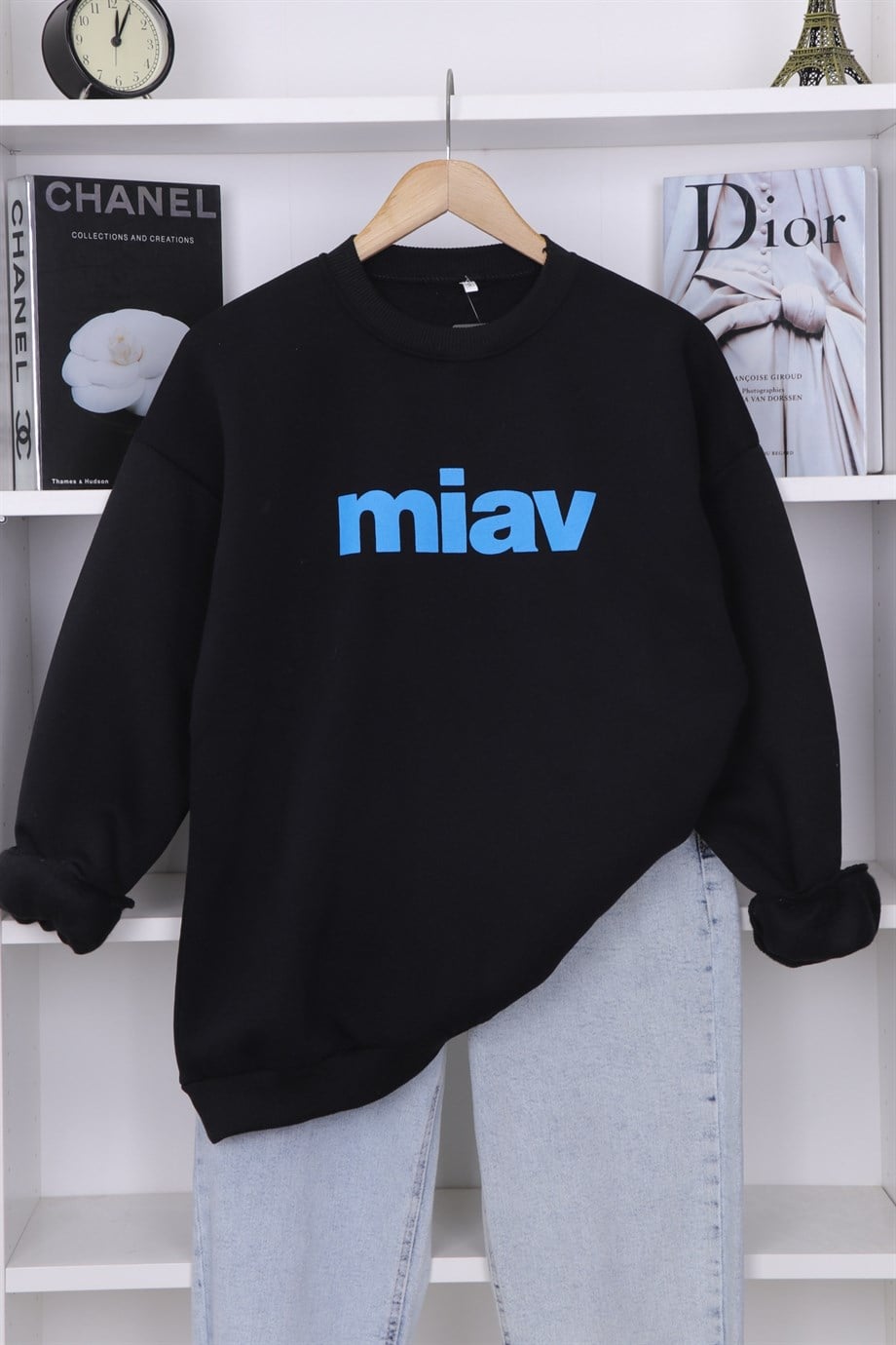 İÇİ ŞARDONLU MİAV SWEAT SİYAH