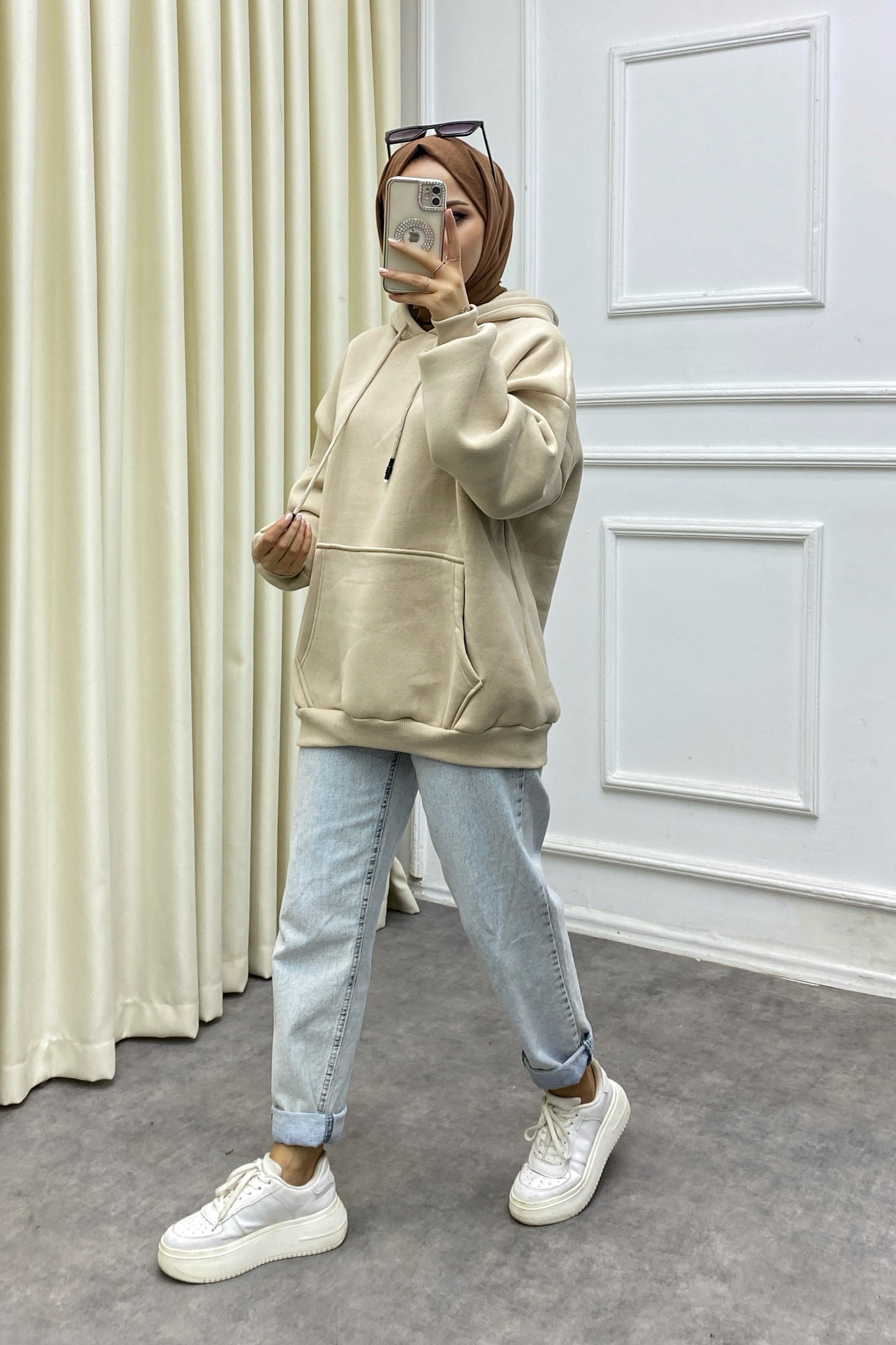 İçi şardonlu sweat bej