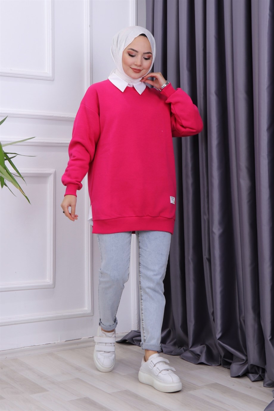 İÇİ ŞARDONLU ÜÇ İPLİK SWEAT FUŞYA