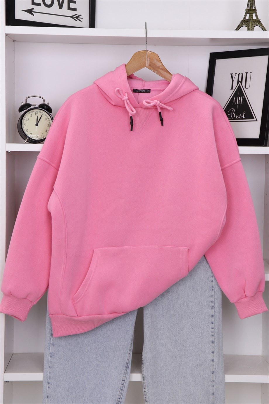 İÇİ ŞARDONLU ÜÇ İPLİK SWEAT PEMBE