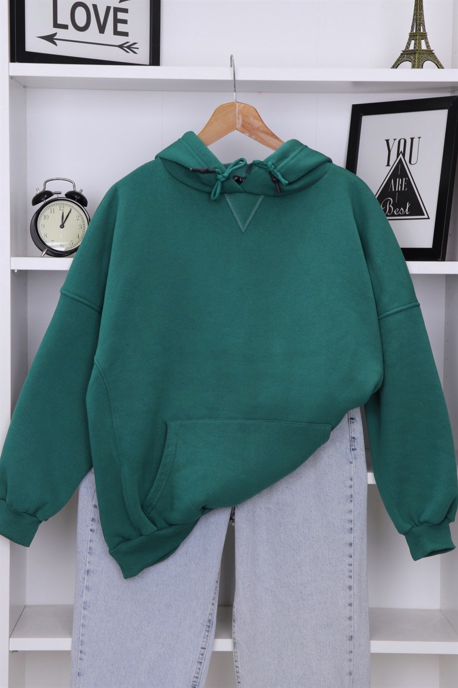 İÇİ ŞARDONLU ÜÇ İPLİK SWEAT YEŞİL