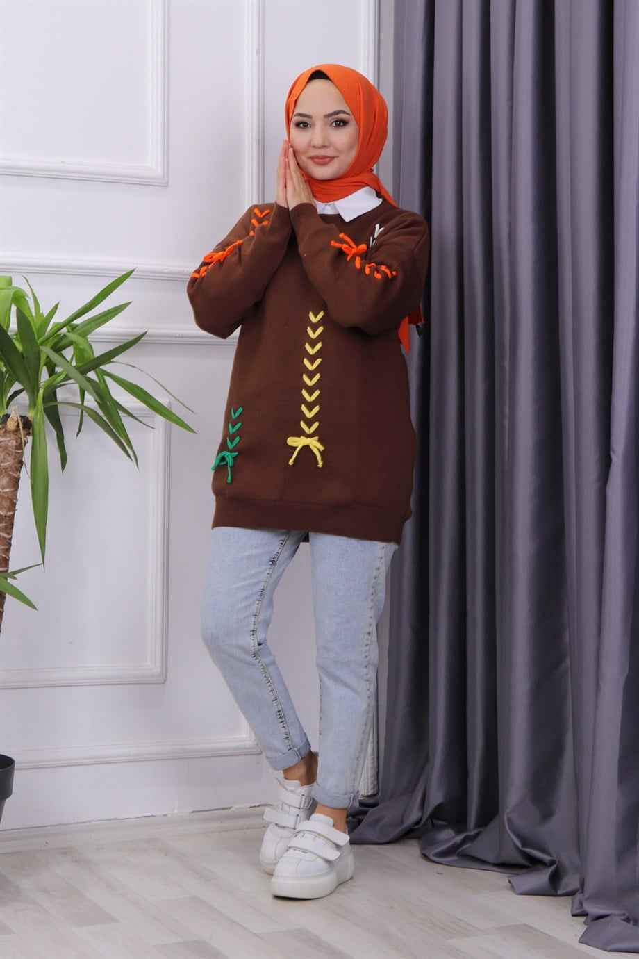 İP DETAYLI TUNİK KAHVERENGİ